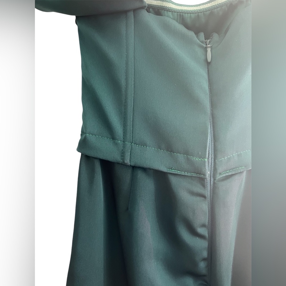 Kimberley Bottle Green Bardot Fishtail Satin Maxi Dress | Club L London | US 2 - Picture 6 of 13